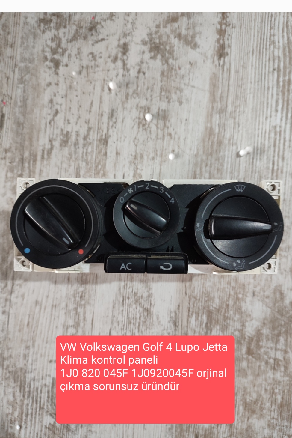 Volkswagen Golf 1J0920045 Klima Kontrol Paneli Çıkma Orijinal